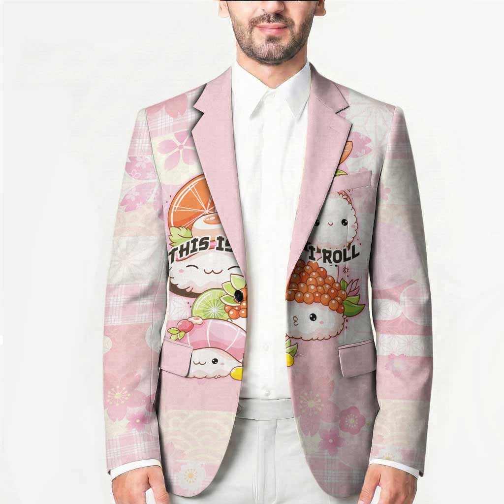 Personalized Japanese Kawaii Sushi Blazer Pink Wagara Palaka This Is How I Roll LT9 - Polynesian Pride