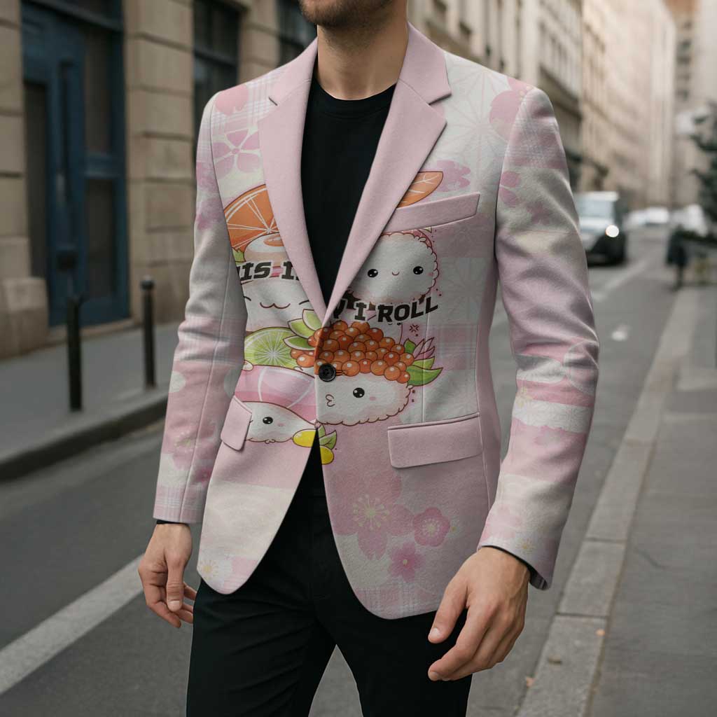 Personalized Japanese Kawaii Sushi Blazer Pink Wagara Palaka This Is How I Roll LT9 - Polynesian Pride