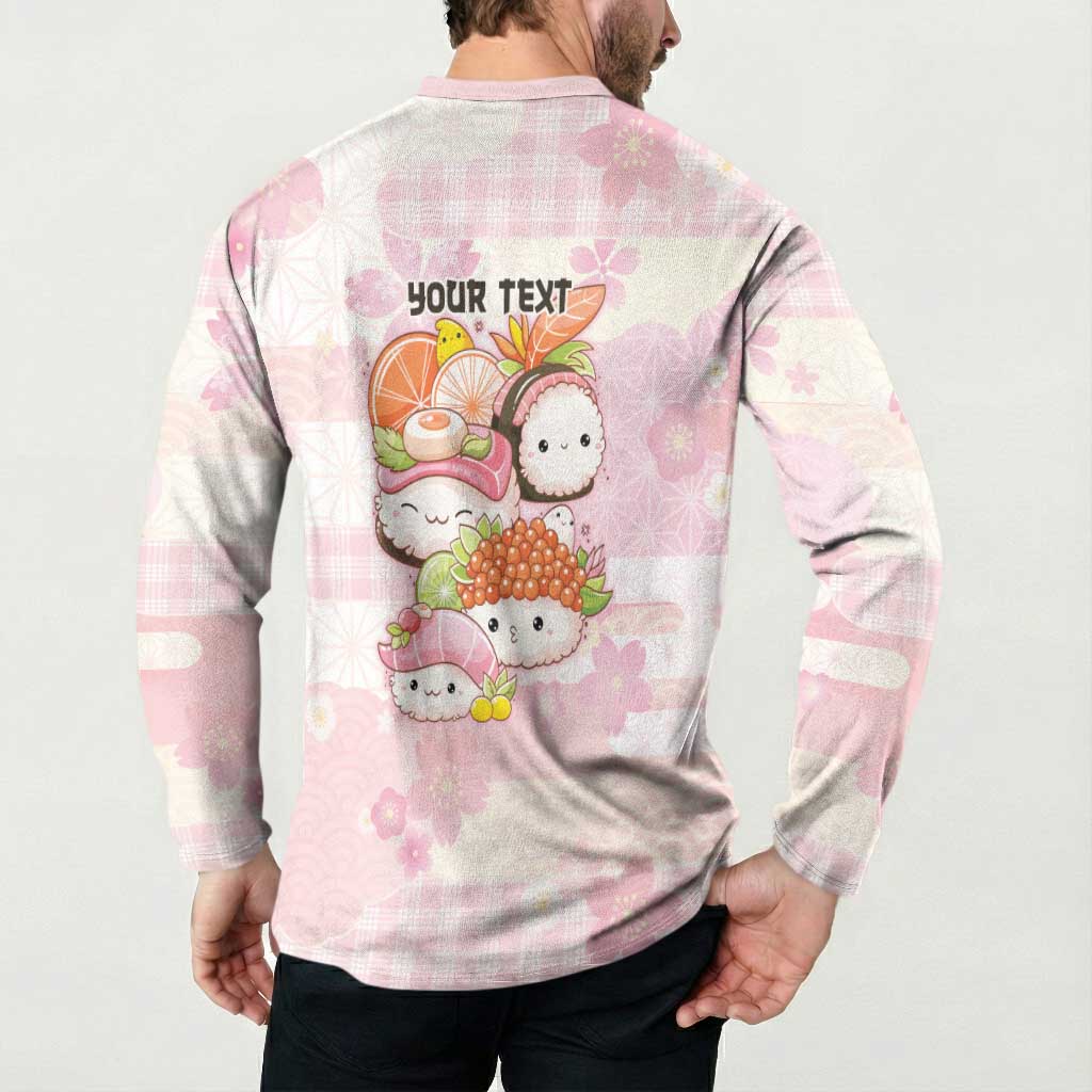 Personalized Japanese Kawaii Sushi Button Sweatshirt Pink Wagara Palaka This Is How I Roll LT9 - Polynesian Pride