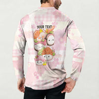 Personalized Japanese Kawaii Sushi Button Sweatshirt Pink Wagara Palaka This Is How I Roll LT9 - Polynesian Pride