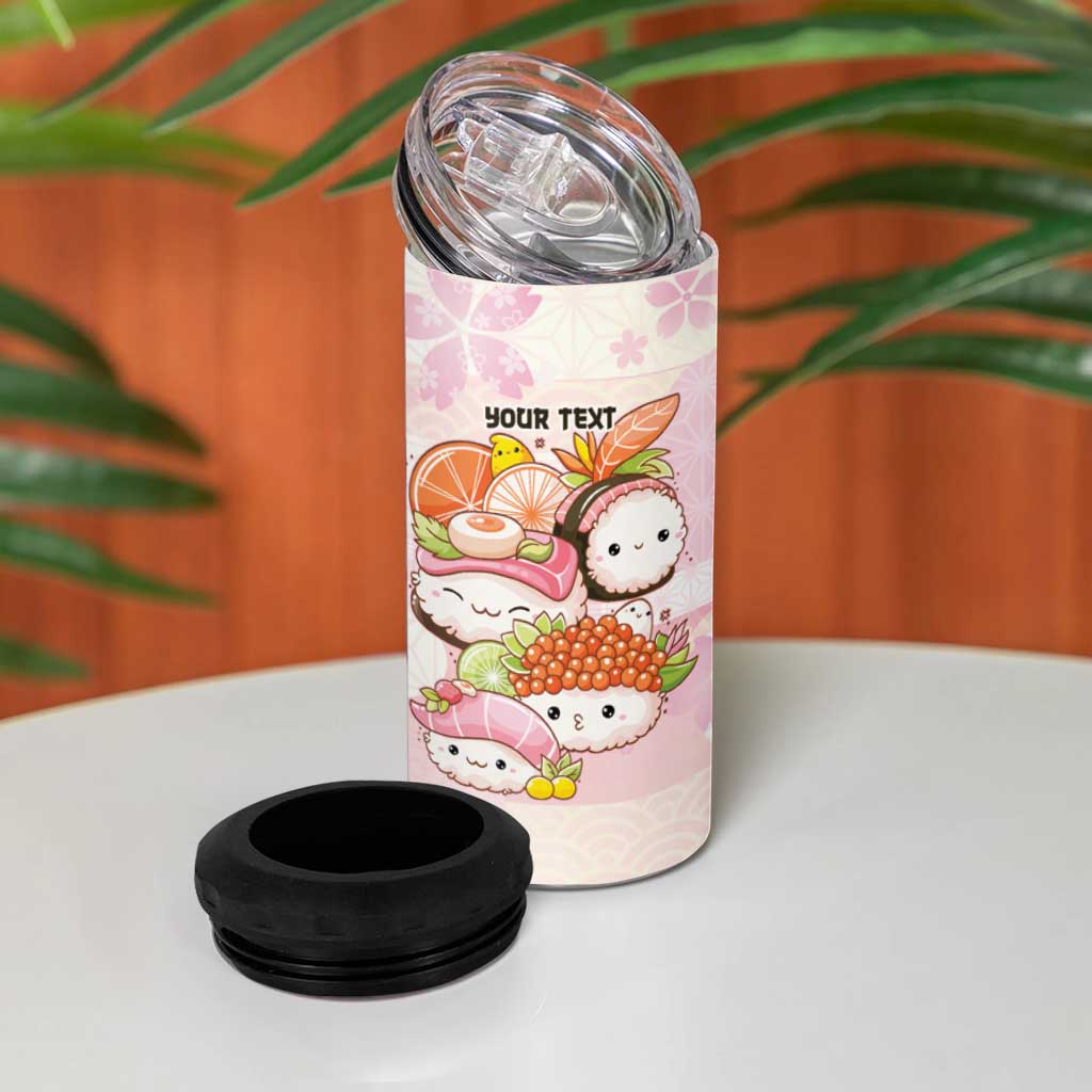 Personalized Japanese Kawaii Sushi 4 in 1 Can Cooler Tumbler Pink Wagara Palaka This Is How I Roll LT9 - Polynesian Pride