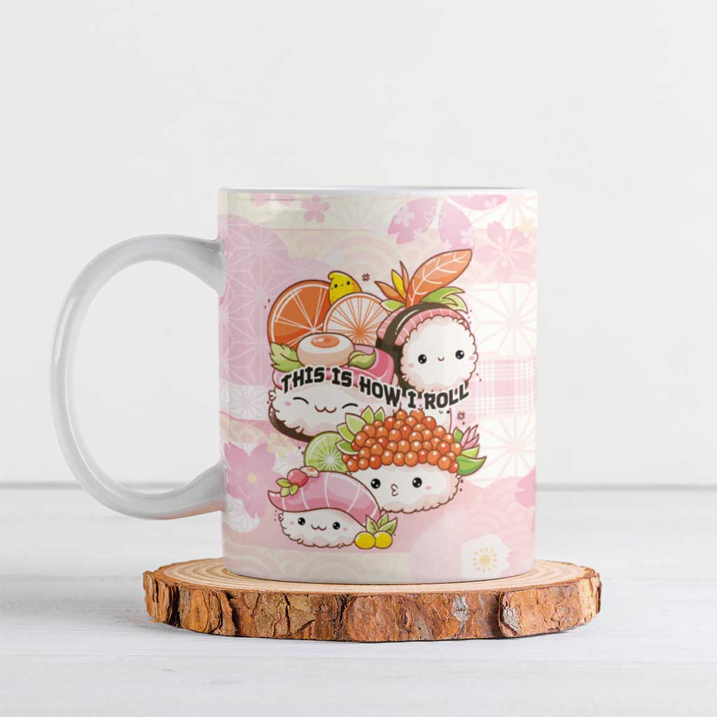 Personalized Japanese Kawaii Sushi Ceramic Mug Pink Wagara Palaka This Is How I Roll