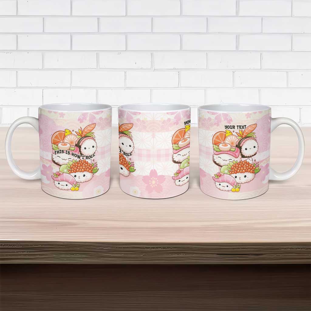 Personalized Japanese Kawaii Sushi Ceramic Mug Pink Wagara Palaka This Is How I Roll