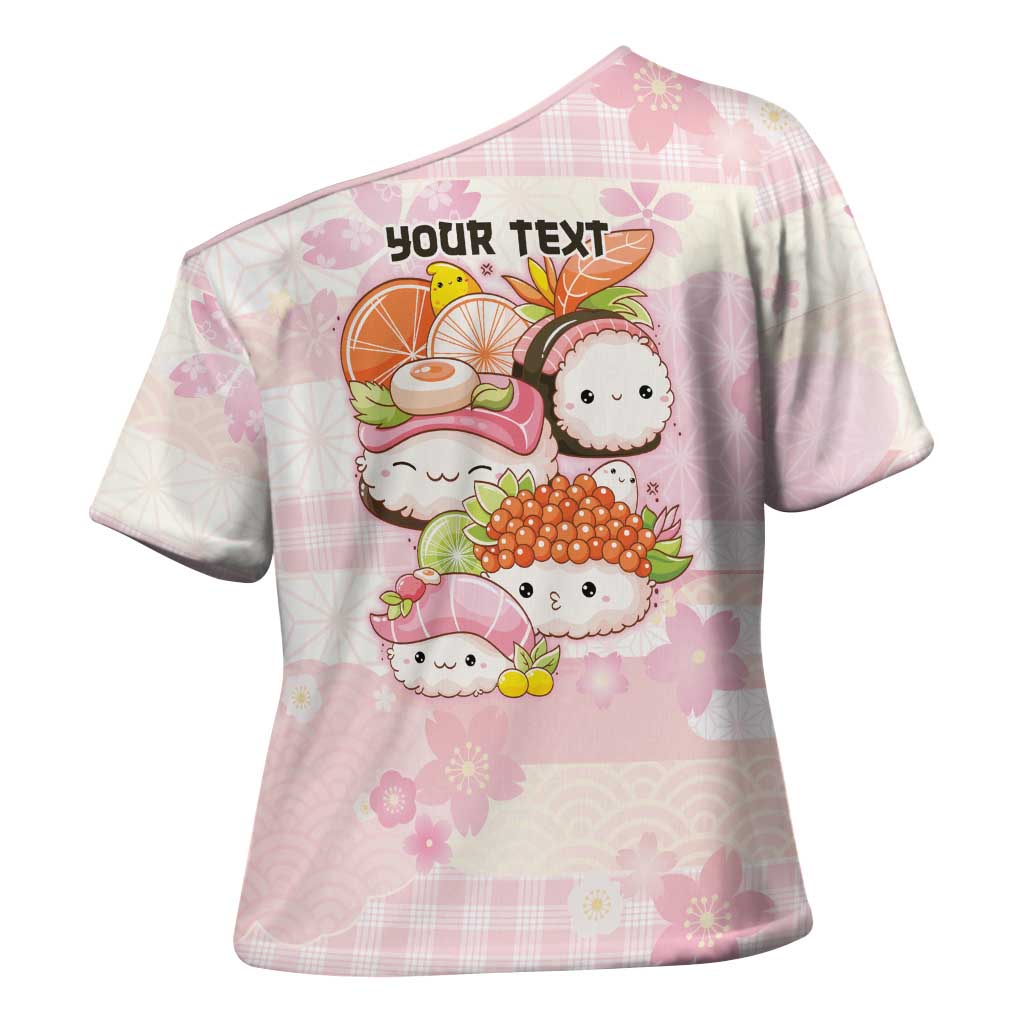 Personalized Japanese Kawaii Sushi Cross Shoulder Shirt Pink Wagara Palaka This Is How I Roll LT9 - Polynesian Pride