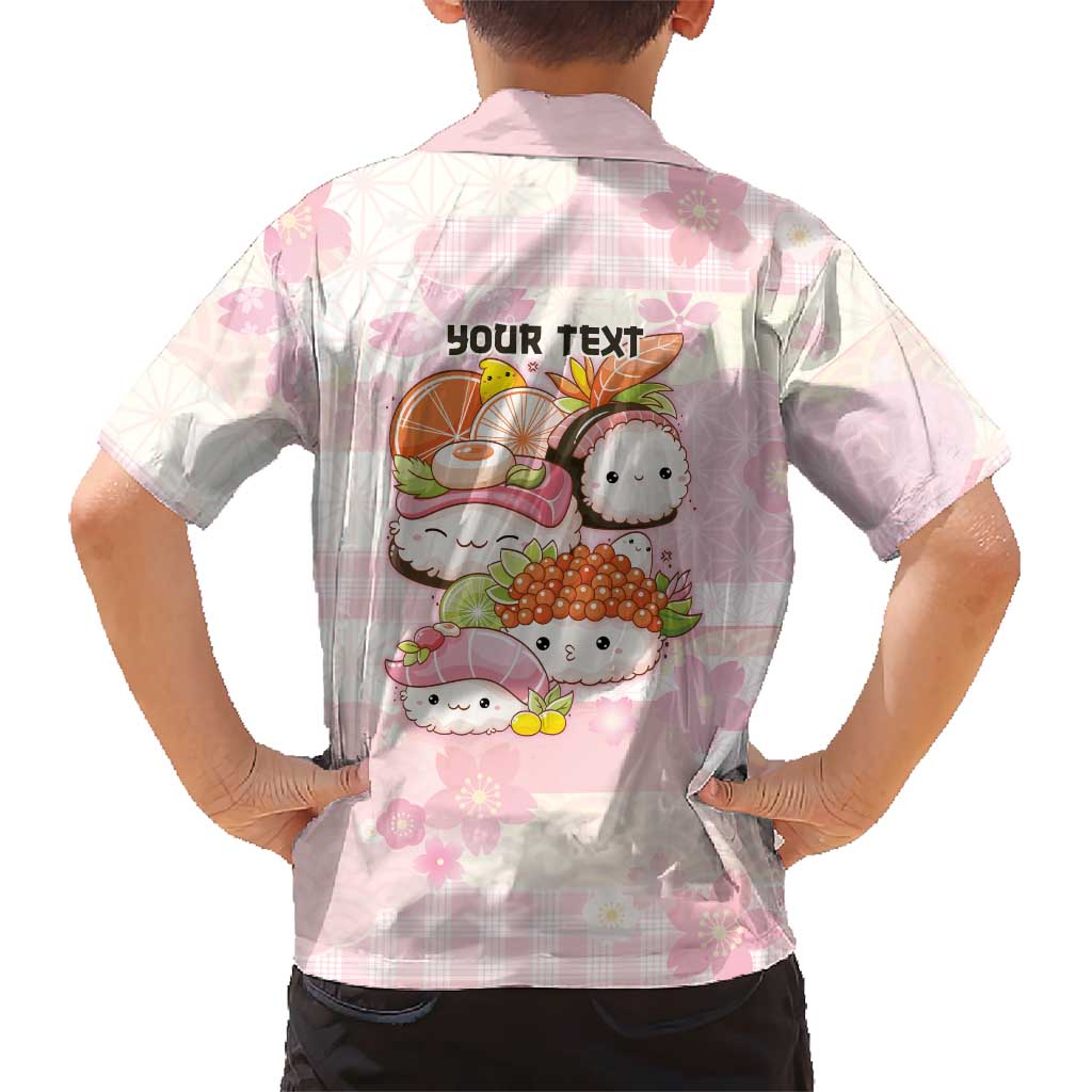 Personalized Japanese Kawaii Sushi Family Matching Off The Shoulder Long Sleeve Dress and Hawaiian Shirt Pink Wagara Palaka This Is How I Roll