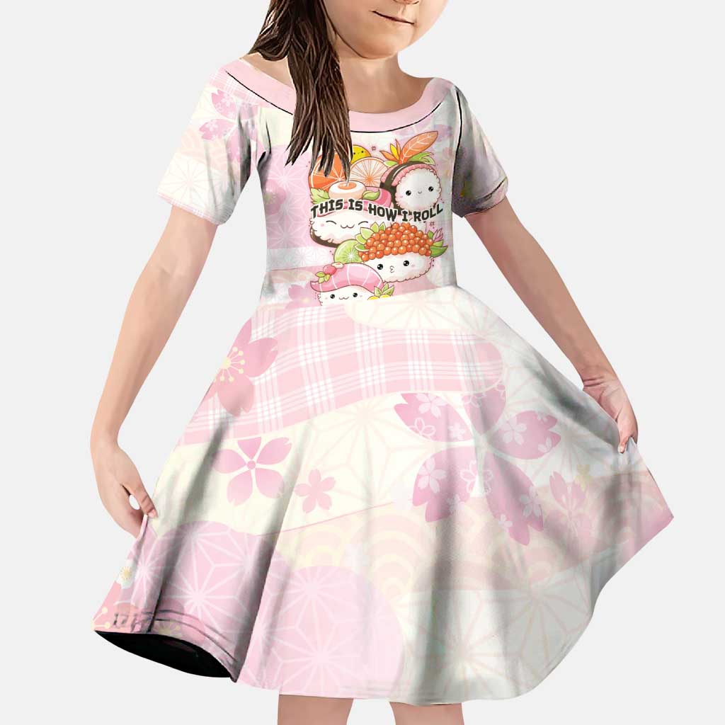 Personalized Japanese Kawaii Sushi Family Matching Tank Maxi Dress and Hawaiian Shirt Pink Wagara Palaka This Is How I Roll