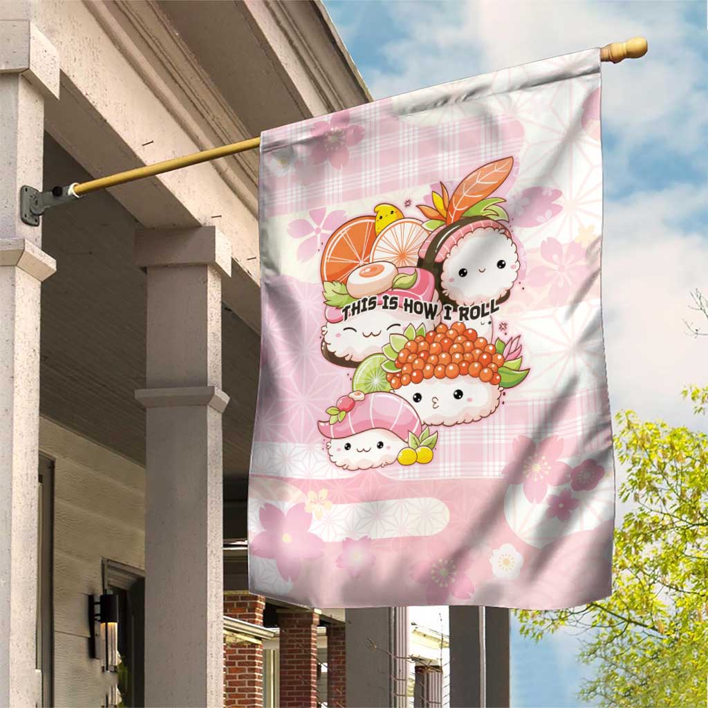 Japanese Kawaii Sushi Garden Flag Pink Wagara Palaka This Is How I Roll LT9 House Flag Pink - Polynesian Pride