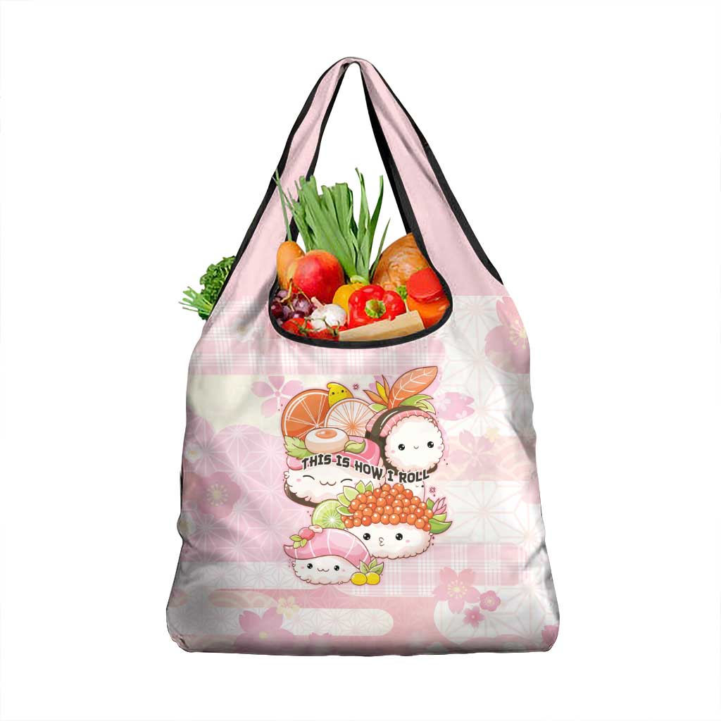 Japanese Kawaii Sushi Grocery Bag Pink Wagara Palaka This Is How I Roll LT9 1-pack One Size Pink - Polynesian Pride