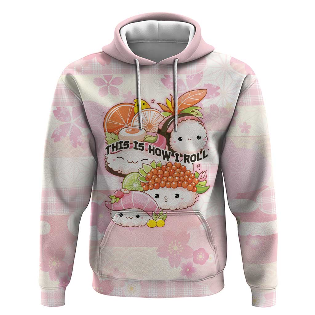 Personalized Japanese Kawaii Sushi Hoodie Pink Wagara Palaka This Is How I Roll LT9 Pullover Hoodie Pink - Polynesian Pride