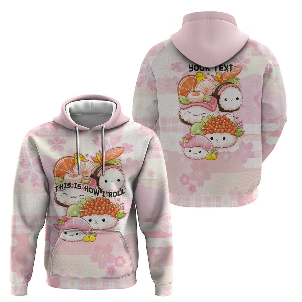 Personalized Japanese Kawaii Sushi Hoodie Pink Wagara Palaka This Is How I Roll LT9 - Polynesian Pride