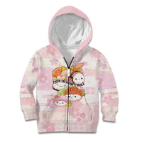 Personalized Japanese Kawaii Sushi Kid Hoodie Pink Wagara Palaka This Is How I Roll LT9 Zip Hoodie Pink - Polynesian Pride