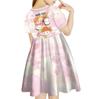 Personalized Japanese Kawaii Sushi Kid Short Sleeve Dress Pink Wagara Palaka This Is How I Roll LT9 - Polynesian Pride