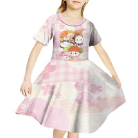 Personalized Japanese Kawaii Sushi Kid Short Sleeve Dress Pink Wagara Palaka This Is How I Roll LT9 - Polynesian Pride
