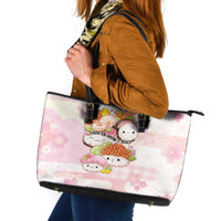Japanese Kawaii Sushi Leather Tote Bag Pink Wagara Palaka This Is How I Roll LT9 Pink - Polynesian Pride