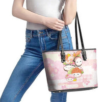 Japanese Kawaii Sushi Leather Tote Bag Pink Wagara Palaka This Is How I Roll LT9 - Polynesian Pride