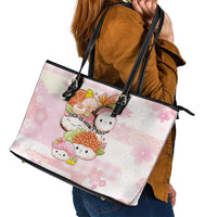 Japanese Kawaii Sushi Leather Tote Bag Pink Wagara Palaka This Is How I Roll LT9 - Polynesian Pride