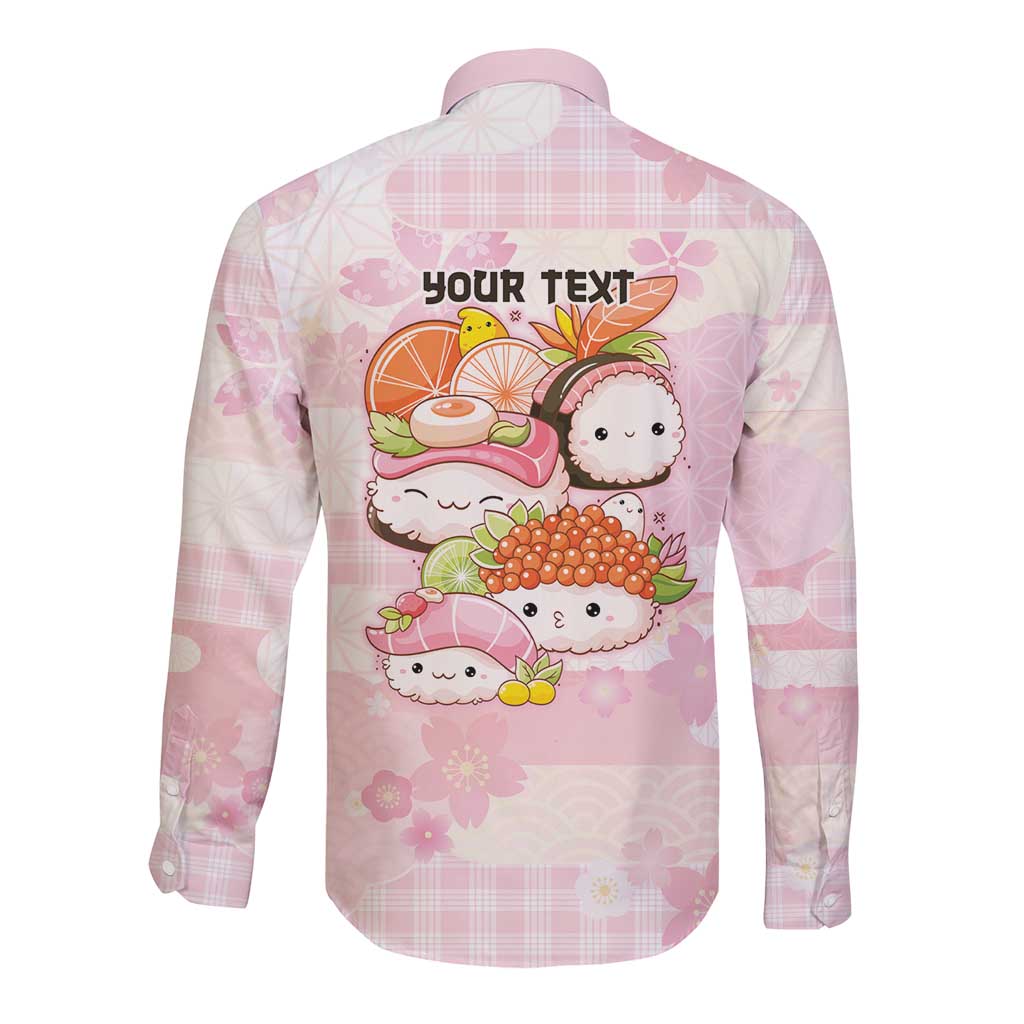 Personalized Japanese Kawaii Sushi Long Sleeve Button Shirt Pink Wagara Palaka This Is How I Roll LT9 - Polynesian Pride