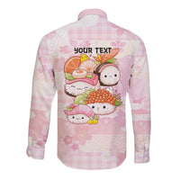 Personalized Japanese Kawaii Sushi Long Sleeve Button Shirt Pink Wagara Palaka This Is How I Roll LT9 - Polynesian Pride