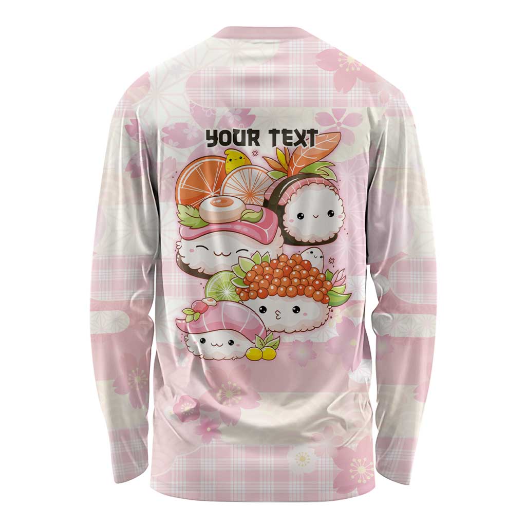 Personalized Japanese Kawaii Sushi Long Sleeve Shirt Pink Wagara Palaka This Is How I Roll LT9 - Polynesian Pride