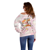 Personalized Japanese Kawaii Sushi Off Shoulder Sweater Pink Wagara Palaka This Is How I Roll LT9 - Polynesian Pride