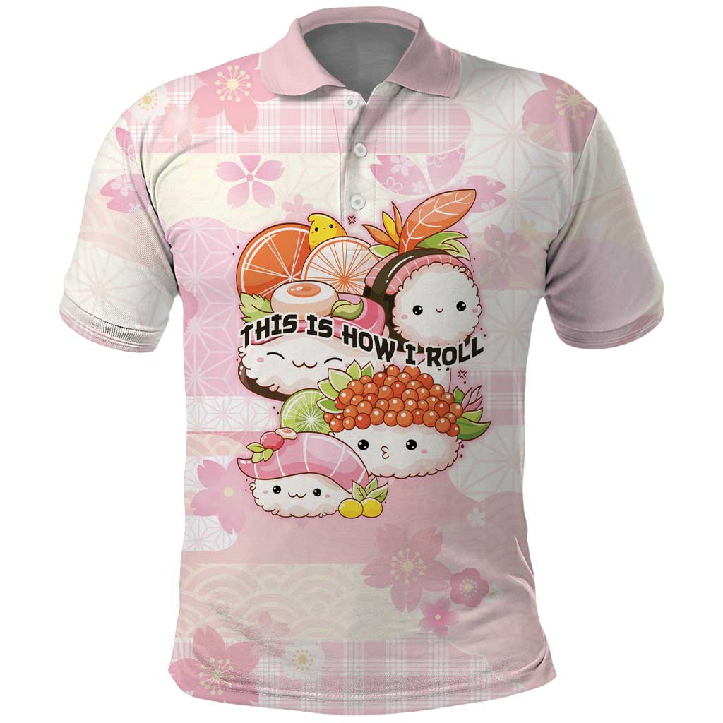 Personalized Japanese Kawaii Sushi Polo Shirt Pink Wagara Palaka This Is How I Roll LT9 Pink - Polynesian Pride