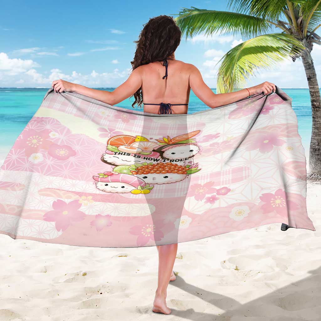 Japanese Kawaii Sushi Sarong Pink Wagara Palaka This Is How I Roll LT9 - Polynesian Pride