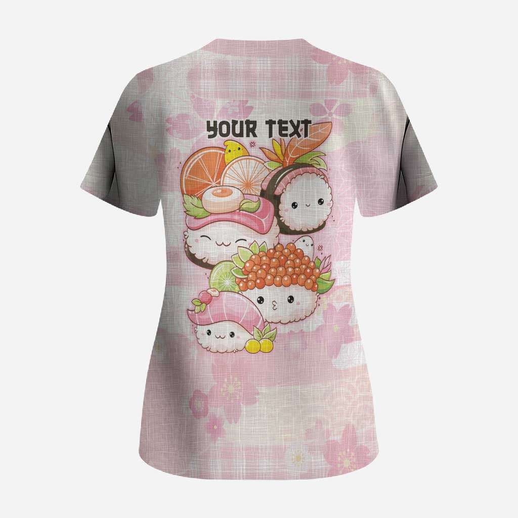 Personalized Japanese Kawaii Sushi Scrub Top Pink Wagara Palaka This Is How I Roll LT9 - Polynesian Pride
