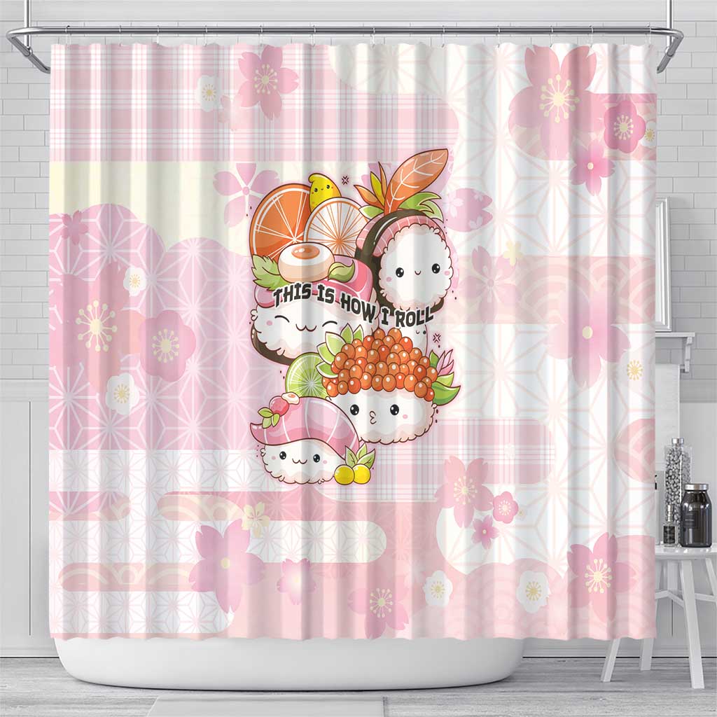 Japanese Kawaii Sushi Shower Curtain Pink Wagara Palaka This Is How I Roll LT9 - Polynesian Pride