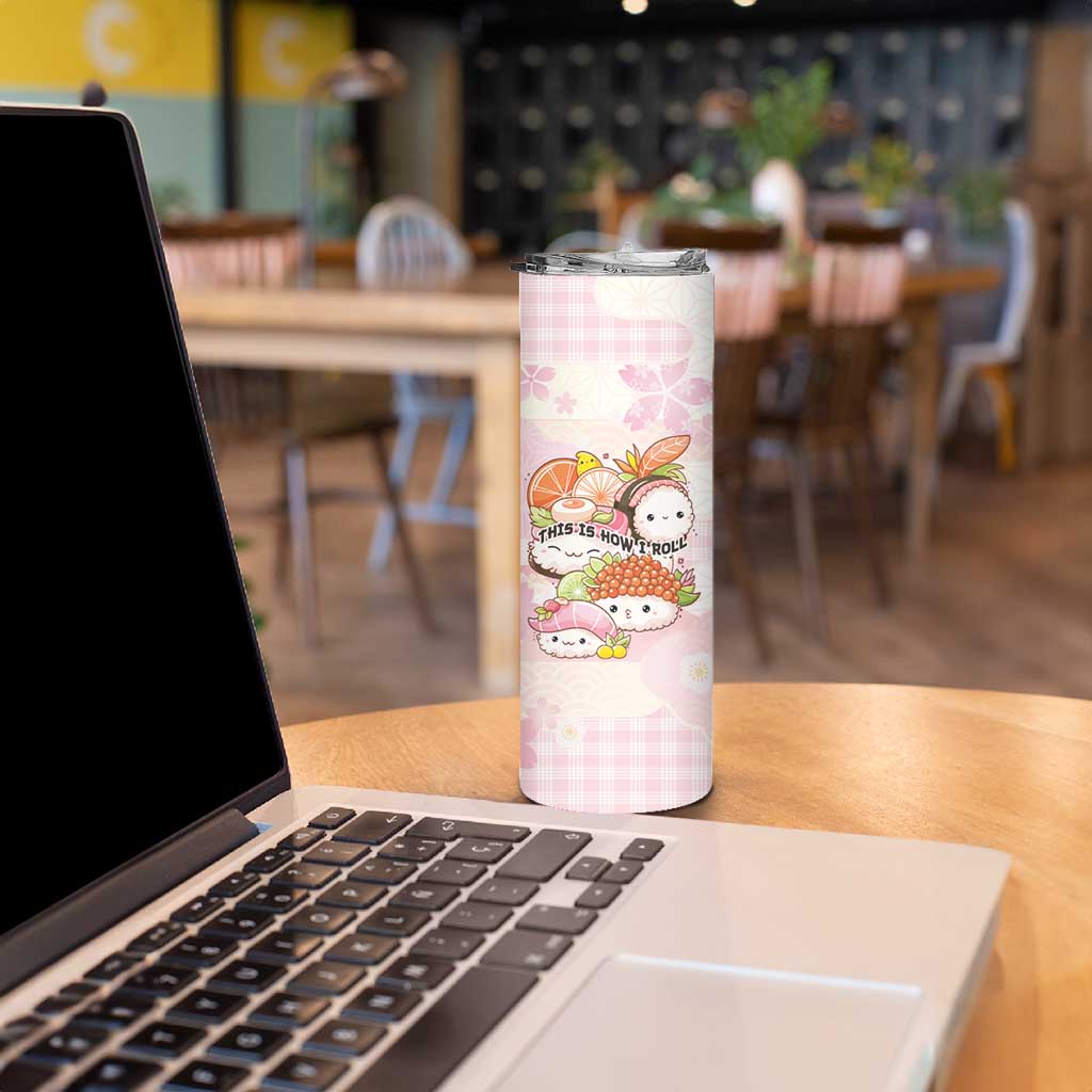 Personalized Japanese Kawaii Sushi Skinny Tumbler Pink Wagara Palaka This Is How I Roll LT9 - Polynesian Pride