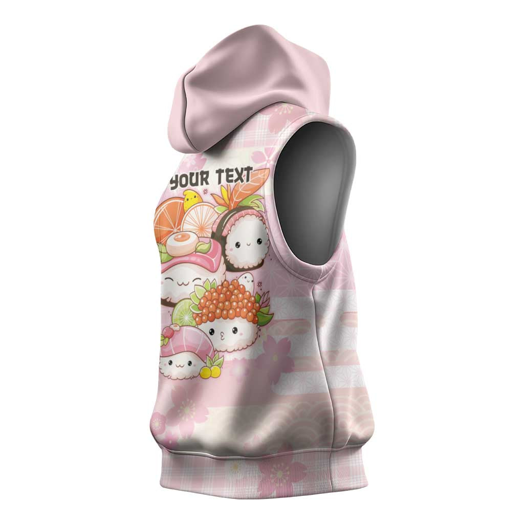 Personalized Japanese Kawaii Sushi Sleeveless Hoodie Pink Wagara Palaka This Is How I Roll LT9 - Polynesian Pride