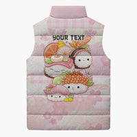 Personalized Japanese Kawaii Sushi Sleeveless Puffer Jacket Pink Wagara Palaka This Is How I Roll LT9 - Polynesian Pride