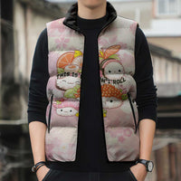 Personalized Japanese Kawaii Sushi Sleeveless Puffer Jacket Pink Wagara Palaka This Is How I Roll LT9 - Polynesian Pride