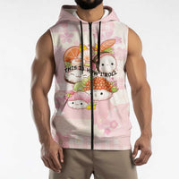 Personalized Japanese Kawaii Sushi Sleeveless Zip Hoodie Pink Wagara Palaka This Is How I Roll LT9 - Polynesian Pride