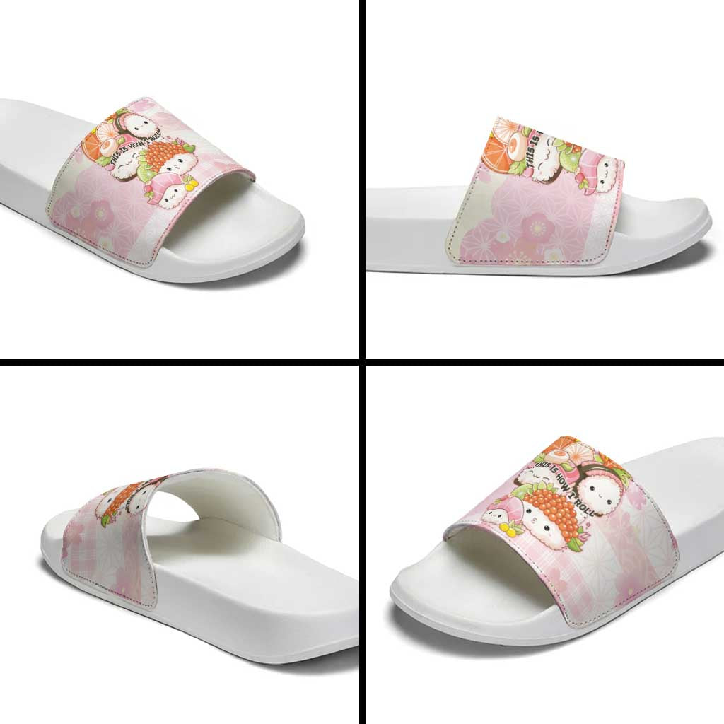 Japanese Kawaii Sushi Slide Sandals Pink Wagara Palaka This Is How I Roll LT9 - Polynesian Pride