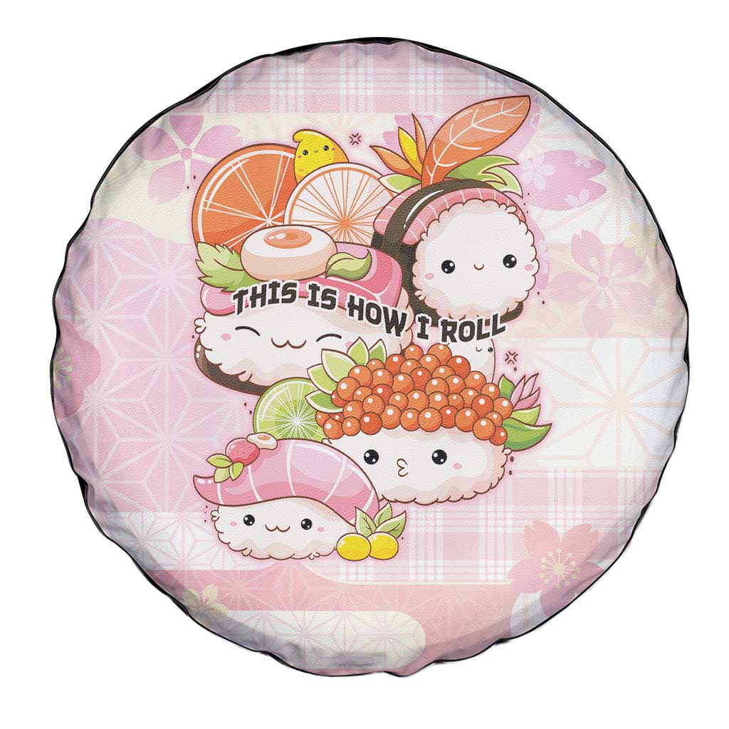 Japanese Kawaii Sushi Spare Tire Cover Pink Wagara Palaka This Is How I Roll LT9 - Polynesian Pride