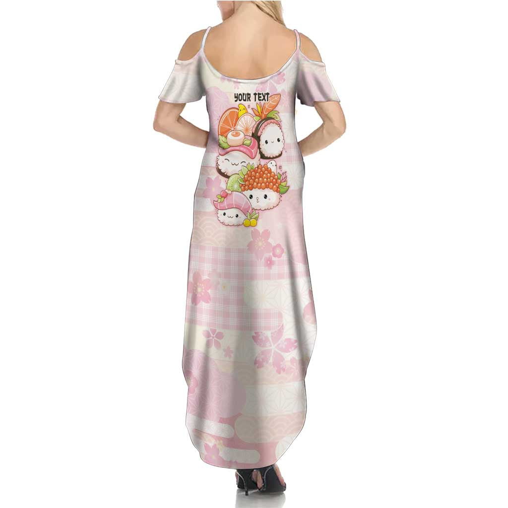 Personalized Japanese Kawaii Sushi Summer Maxi Dress Pink Wagara Palaka This Is How I Roll LT9 - Polynesian Pride