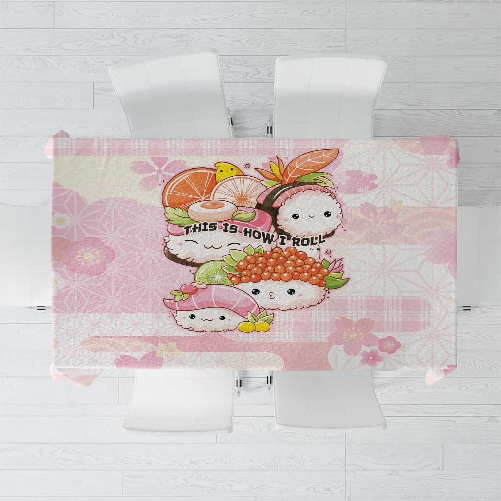 Japanese Kawaii Sushi Tablecloth Pink Wagara Palaka This Is How I Roll LT9 Pink - Polynesian Pride