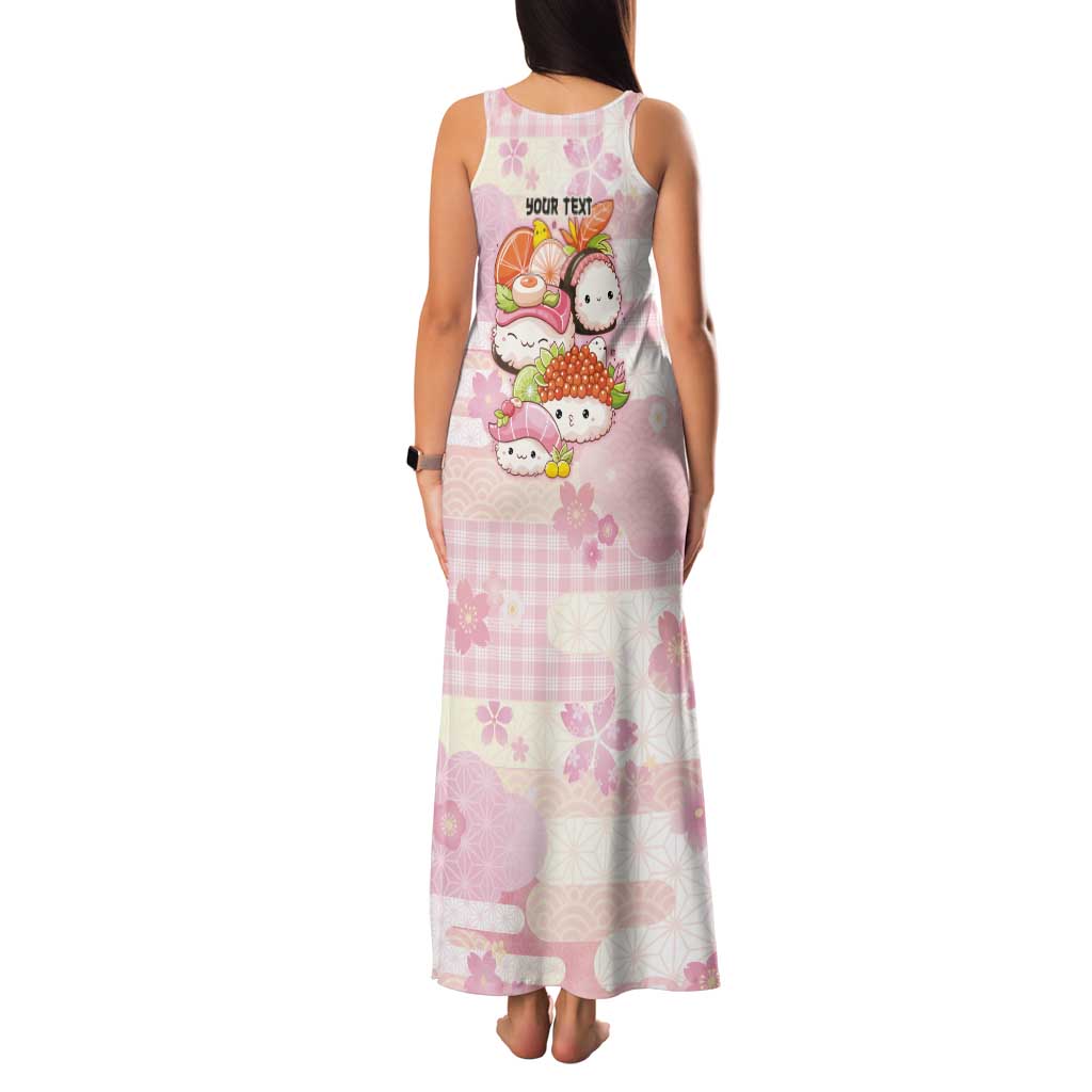 Personalized Japanese Kawaii Sushi Tank Maxi Dress Pink Wagara Palaka This Is How I Roll LT9 - Polynesian Pride