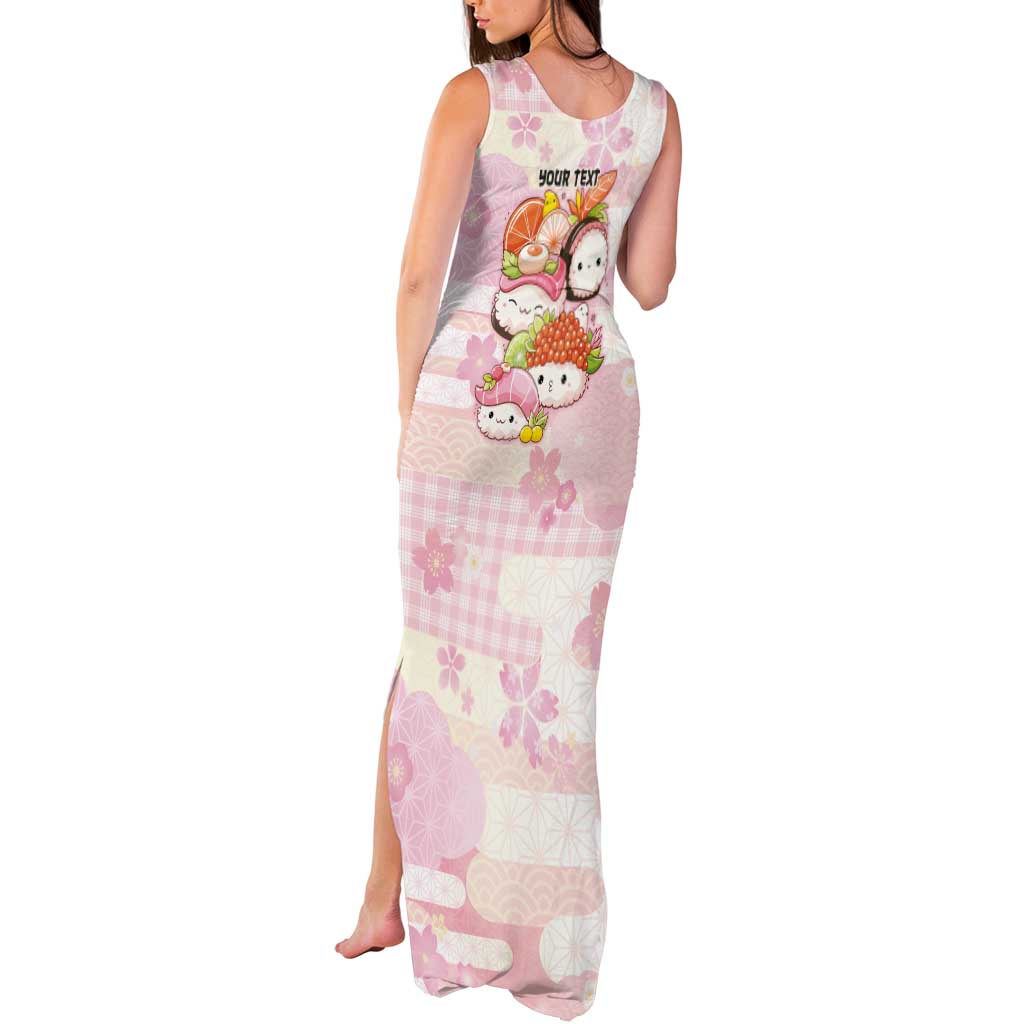 Personalized Japanese Kawaii Sushi Tank Maxi Dress Pink Wagara Palaka This Is How I Roll LT9 - Polynesian Pride
