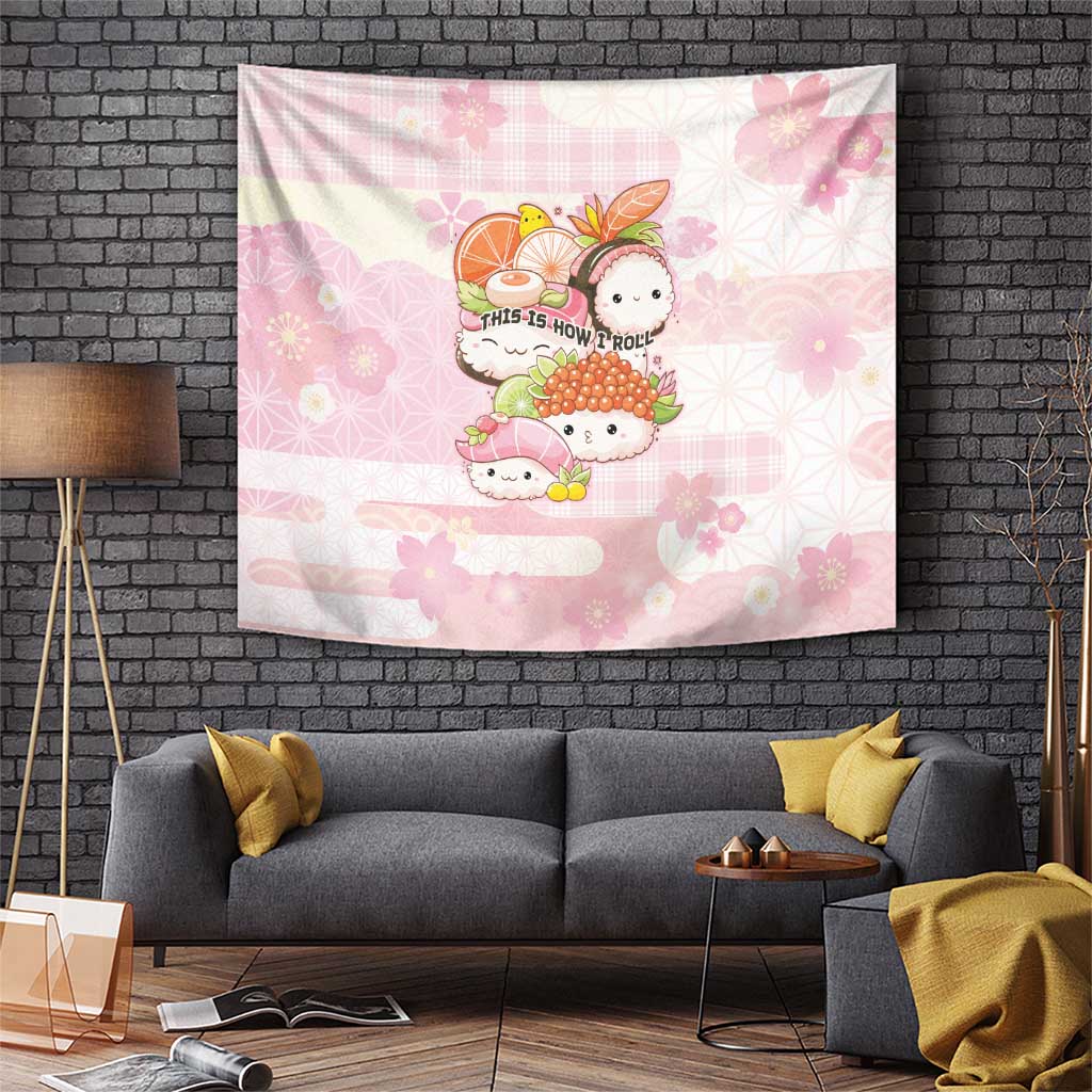 Japanese Kawaii Sushi Tapestry Pink Wagara Palaka This Is How I Roll LT9 Pink - Polynesian Pride