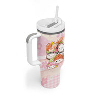 Personalized Japanese Kawaii Sushi Tumbler With Handle Pink Wagara Palaka This Is How I Roll LT9 - Polynesian Pride