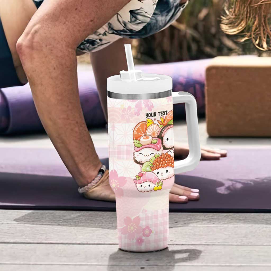 Personalized Japanese Kawaii Sushi Tumbler With Handle Pink Wagara Palaka This Is How I Roll LT9 - Polynesian Pride