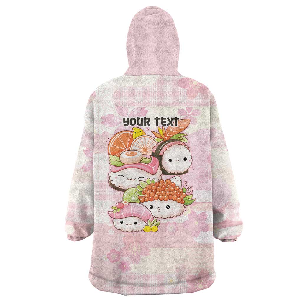 Personalized Japanese Kawaii Sushi Wearable Blanket Hoodie Pink Wagara Palaka This Is How I Roll LT9 - Polynesian Pride