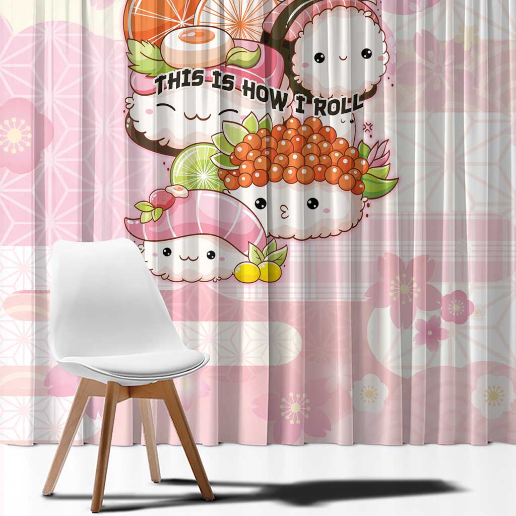 Japanese Kawaii Sushi Window Curtain Pink Wagara Palaka This Is How I Roll LT9 - Polynesian Pride
