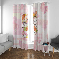 Japanese Kawaii Sushi Window Curtain Pink Wagara Palaka This Is How I Roll LT9 With Grommets Pink - Polynesian Pride