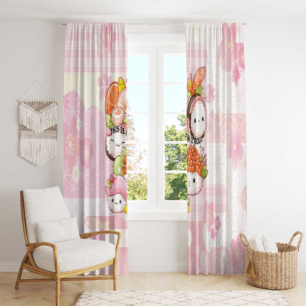 Japanese Kawaii Sushi Window Curtain Pink Wagara Palaka This Is How I Roll LT9 - Polynesian Pride