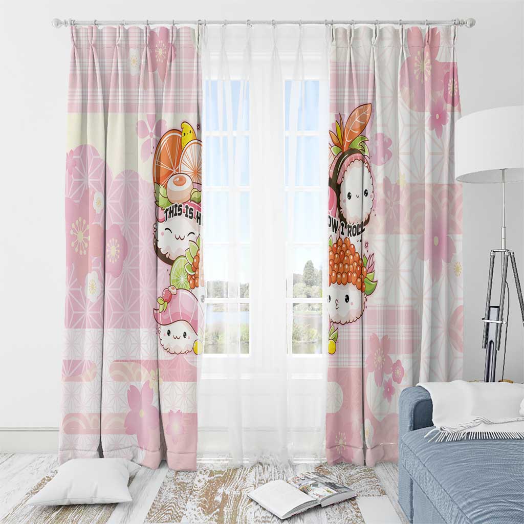 Japanese Kawaii Sushi Window Curtain Pink Wagara Palaka This Is How I Roll LT9 - Polynesian Pride