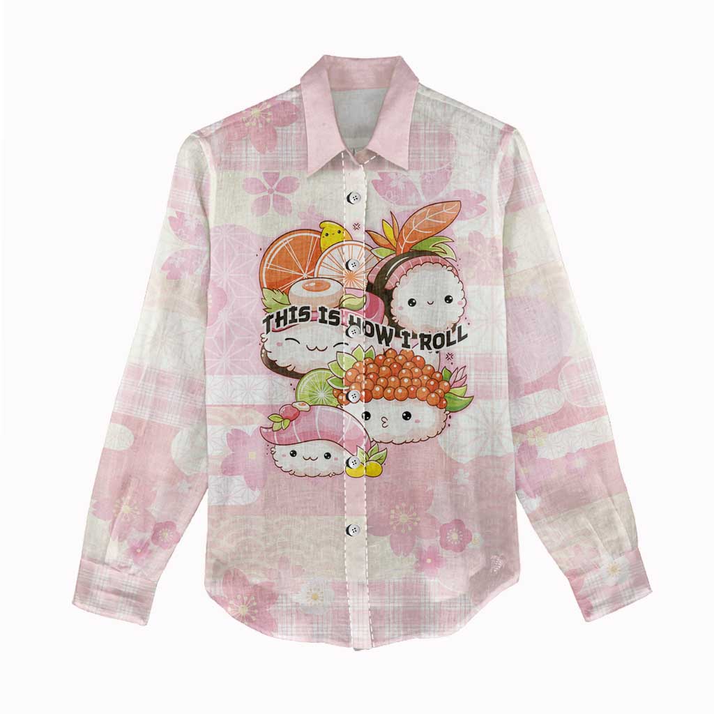 Personalized Japanese Kawaii Sushi Women Casual Shirt Pink Wagara Palaka This Is How I Roll LT9 - Polynesian Pride