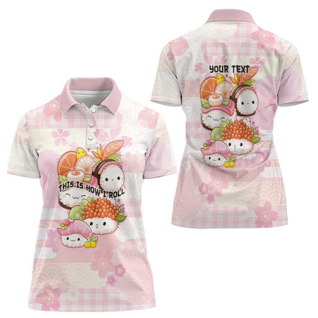 Personalized Japanese Kawaii Sushi Women Polo Shirt Pink Wagara Palaka This Is How I Roll LT9 - Polynesian Pride