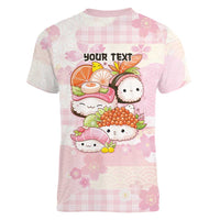Personalized Japanese Kawaii Sushi Women V-Neck T-Shirt Pink Wagara Palaka This Is How I Roll LT9 - Polynesian Pride